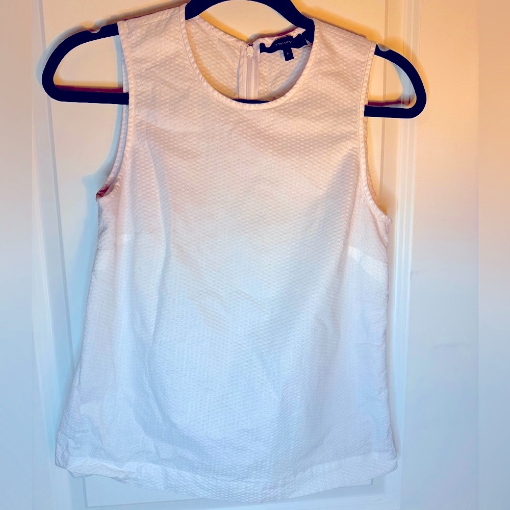 Theory 100% Cotton White Sleeveless Top